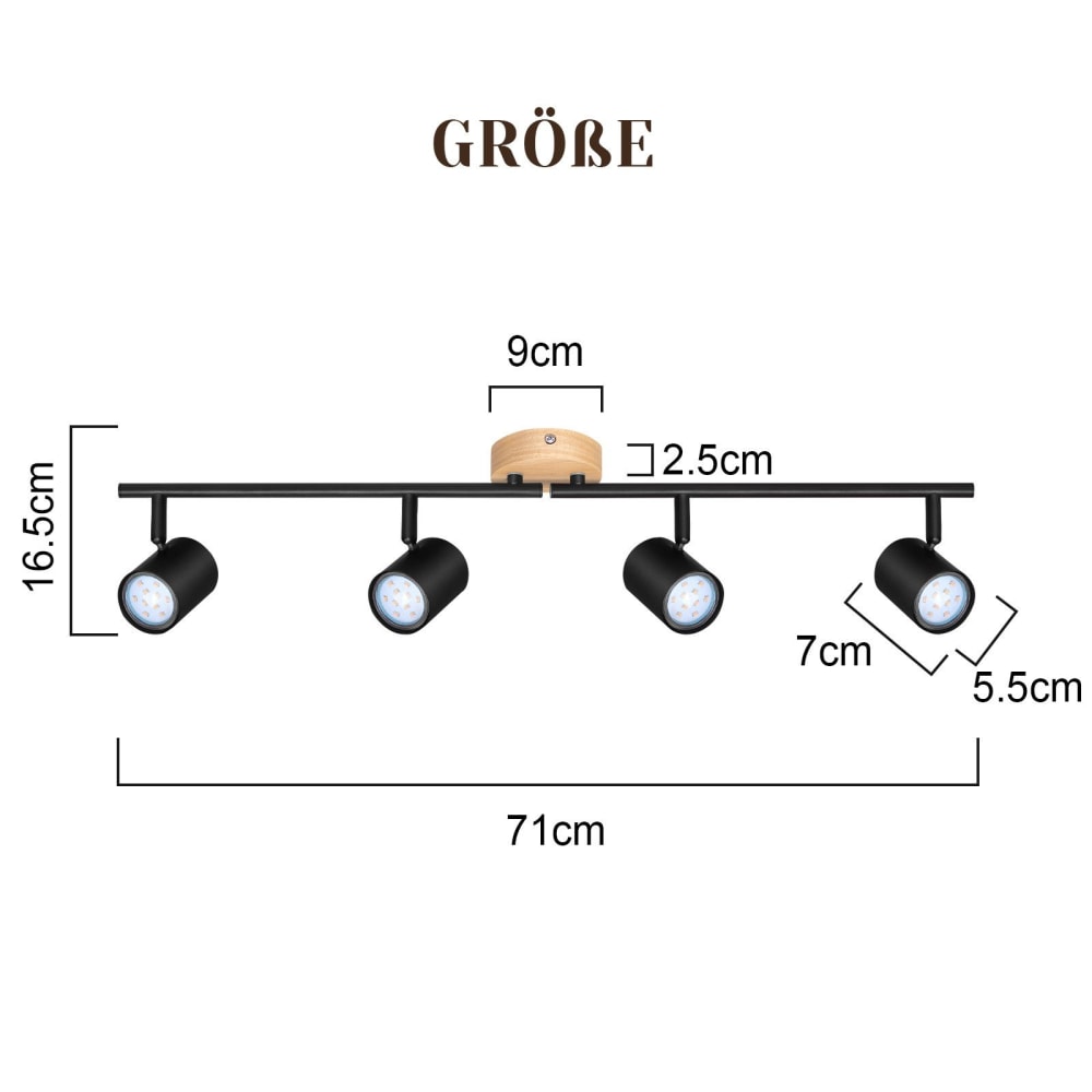 Spot de plafond en fer noir 72.5x9x16.5cm gu10 — vue 4