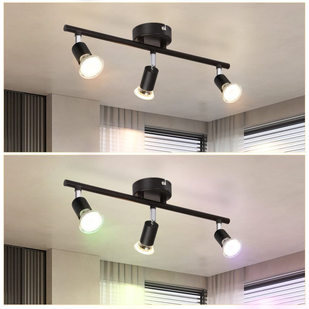 Spot de plafond en fer noir 40x5x13cm gu10 — vue 4