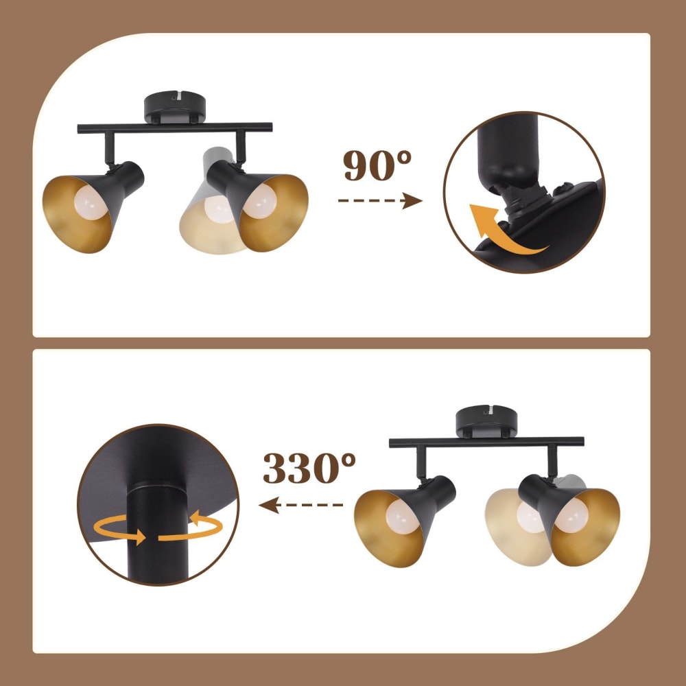 Spot de plafond en fer noir 28x11x21cm e14 — vue 4