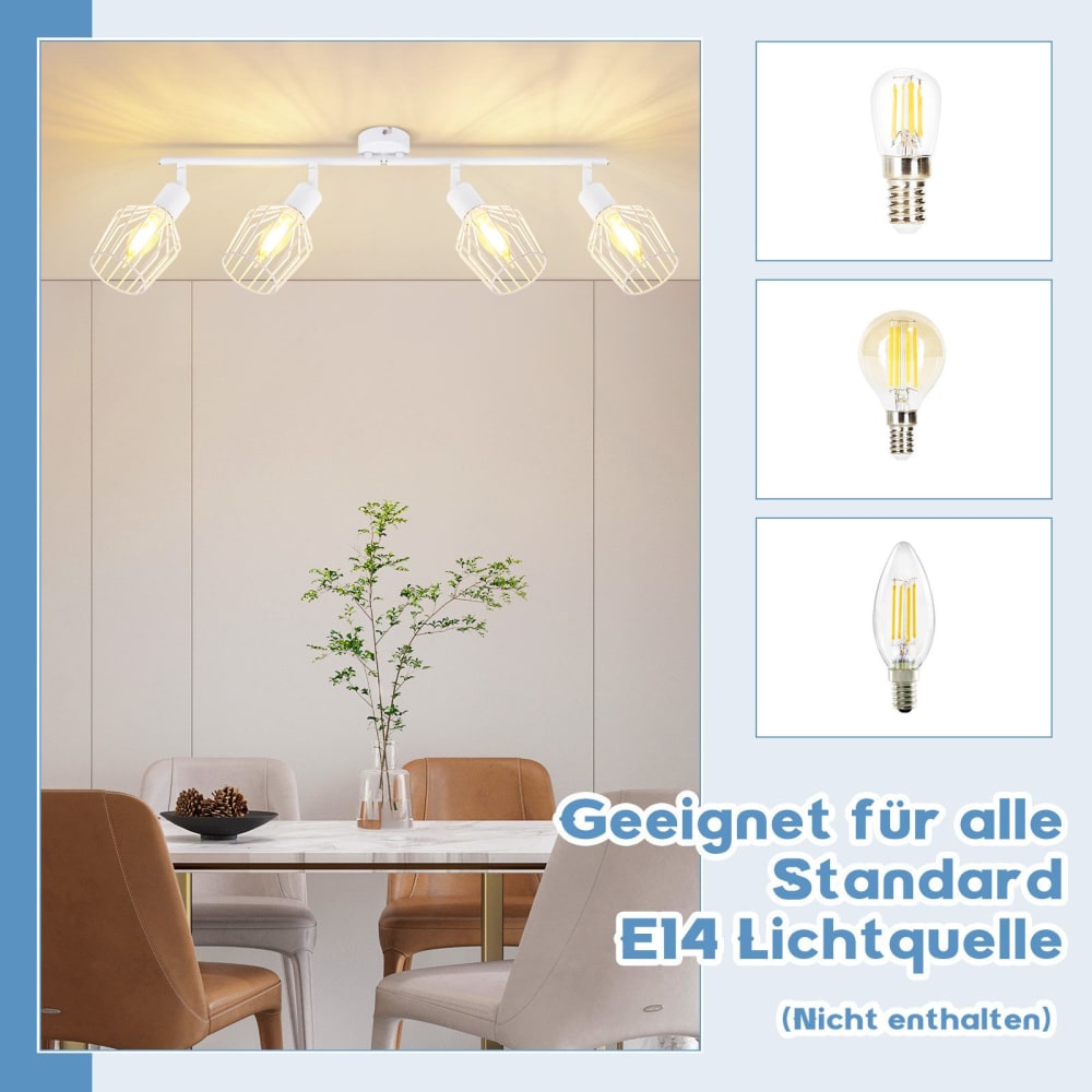 Spot de plafond en fer blanc 72x12x24cm e14 — vue 4