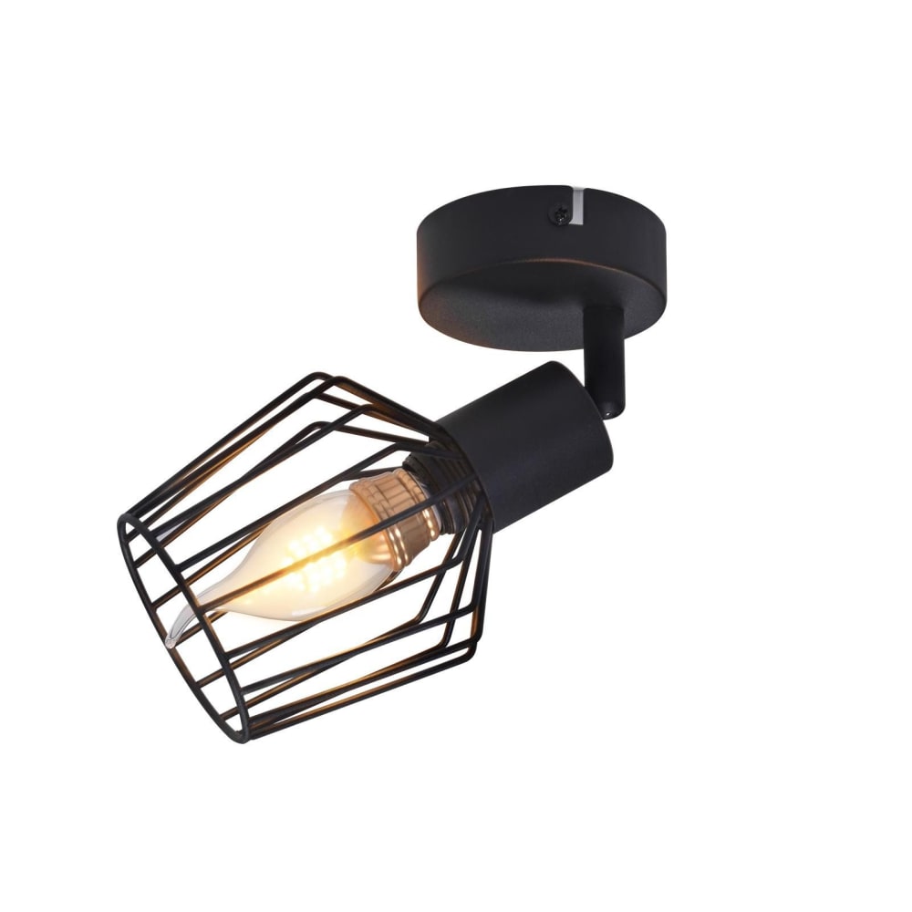 Spot de plafond en fer noir 11x10.5x21cm e14