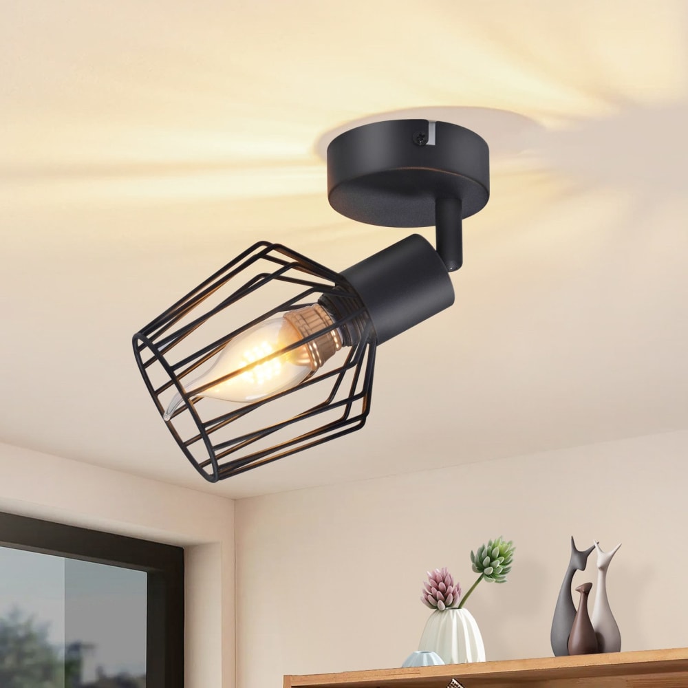 Spot de plafond en fer noir 11x10.5x21cm e14 — vue 3