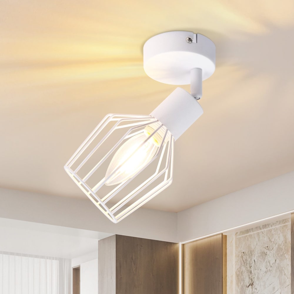 Spot de plafond en fer blanc 19x12x17cm e14 — vue 3