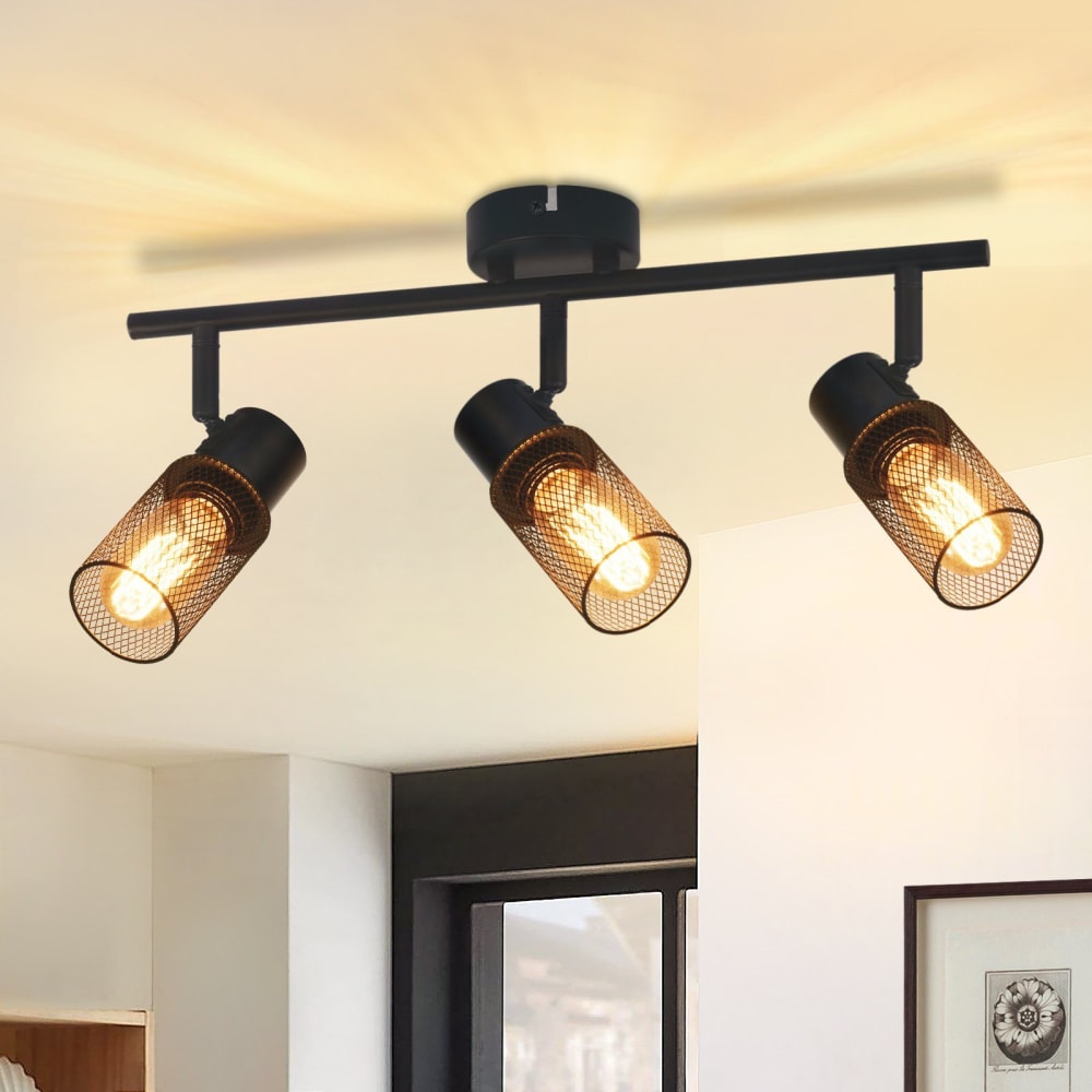 Spot de plafond en fer noir 48x15x20cm e27 — vue 3