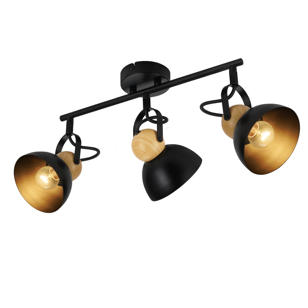 Spot de plafond en fer noir 46x21x15cm e27