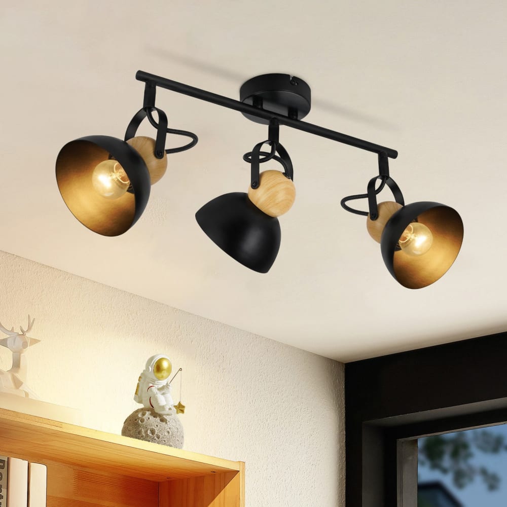 Spot de plafond en fer noir 46x21x15cm e27 — vue 3