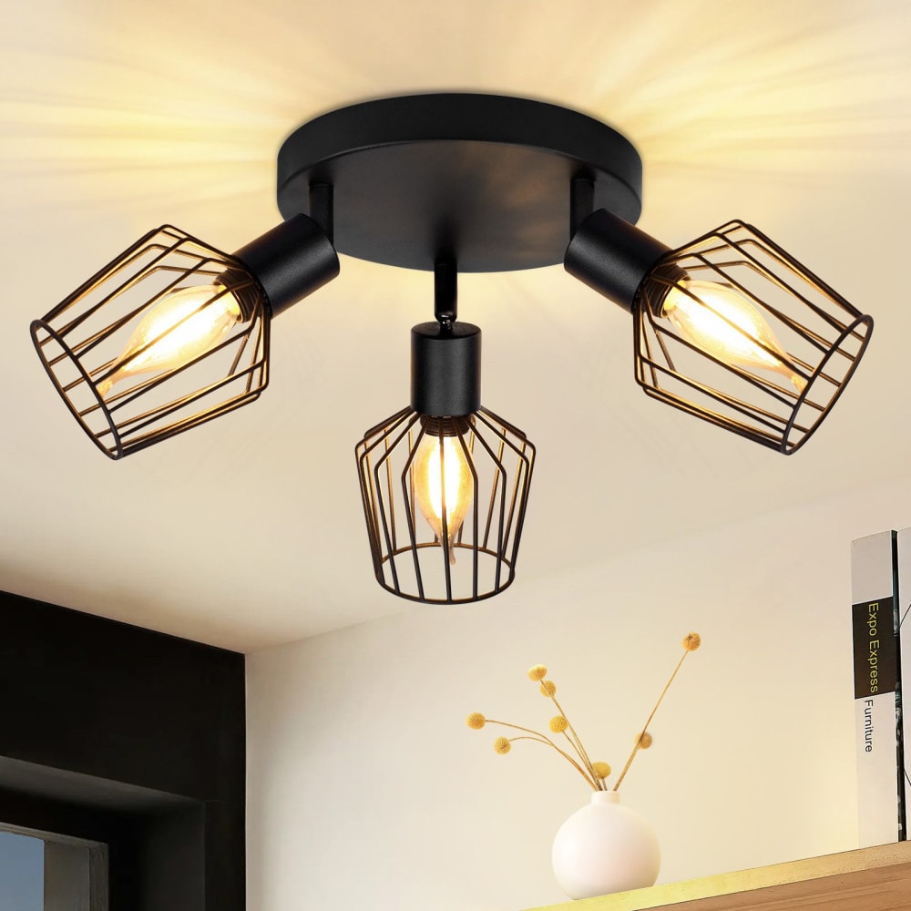 Spot de plafond en fer noir 20x20x20cm e14 — vue 3