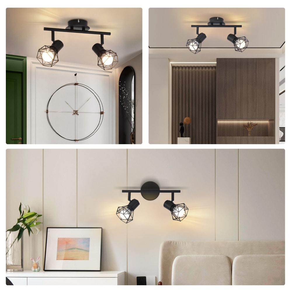 Spot de plafond en fer noir 28x10x20cm e14 — vue 4