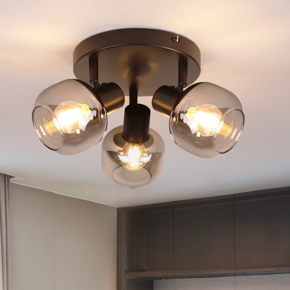 Spot de plafond en fer noir 19x19x16.5cm e14 — vue 3