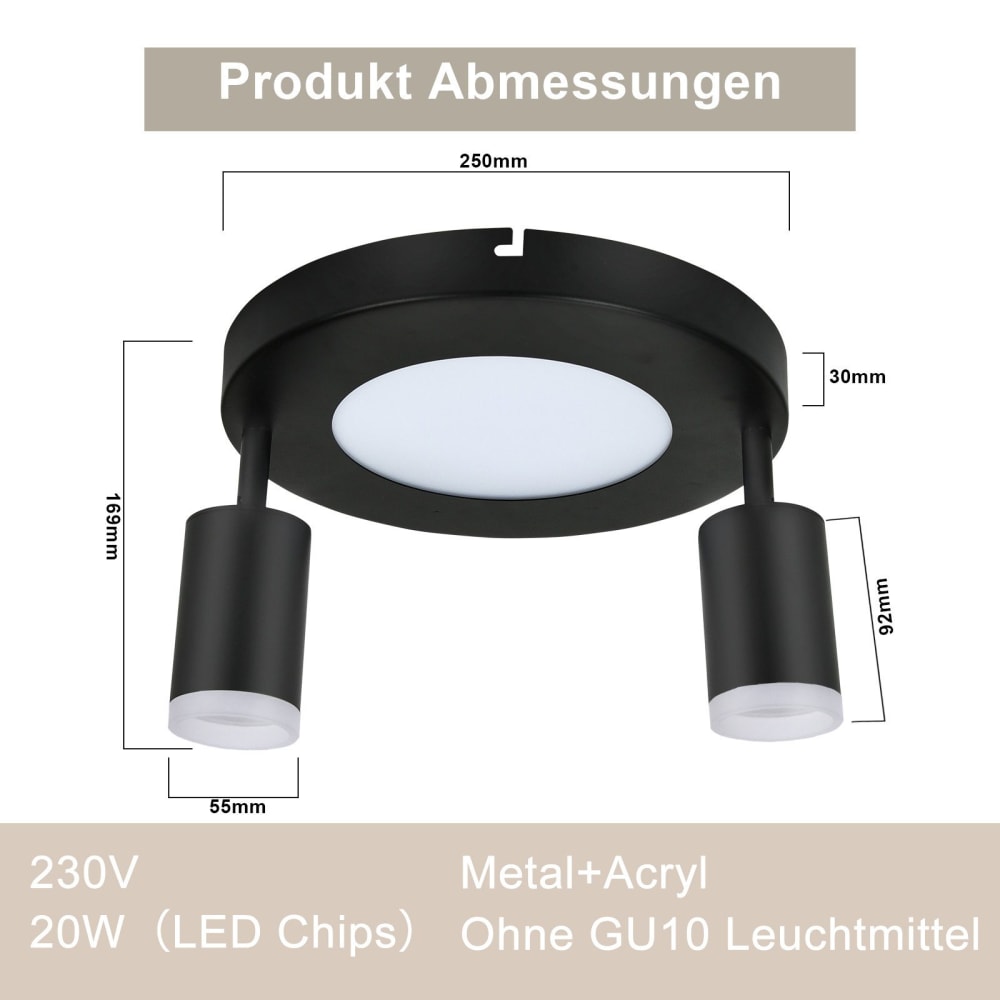 Spot de plafond en fer noir 25x25x16.9cm gu10 — vue 4