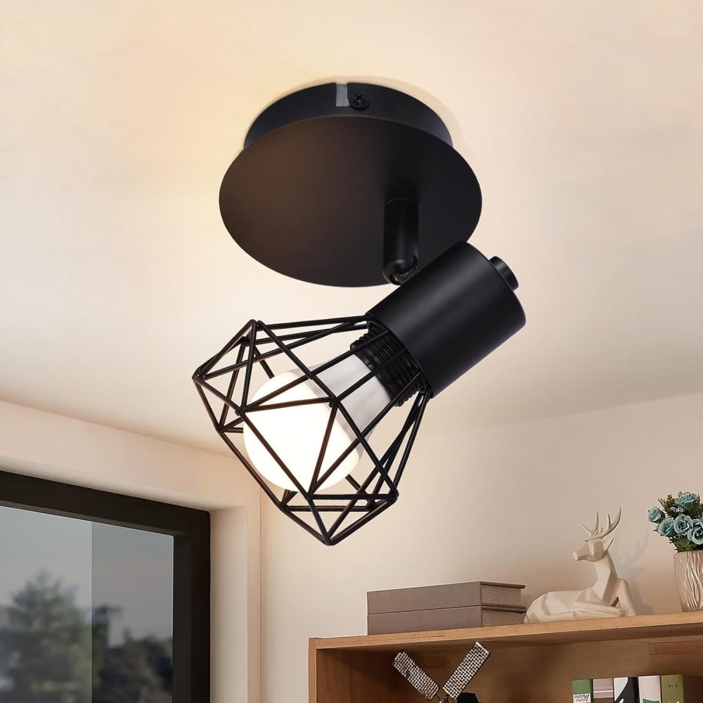 Spot de plafond en fer noir 8x17x9.5cm e14 — vue 3