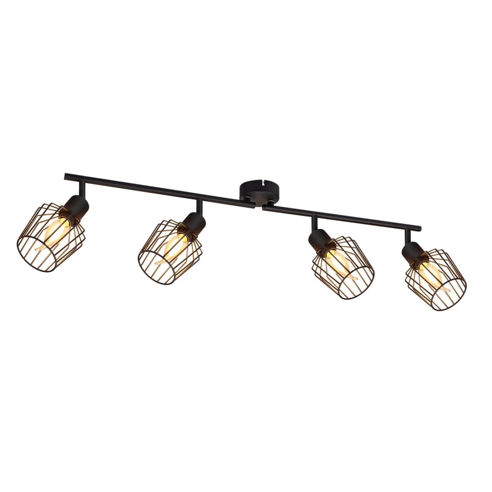 Spot de plafond en fer noir 78x8x20cm e14