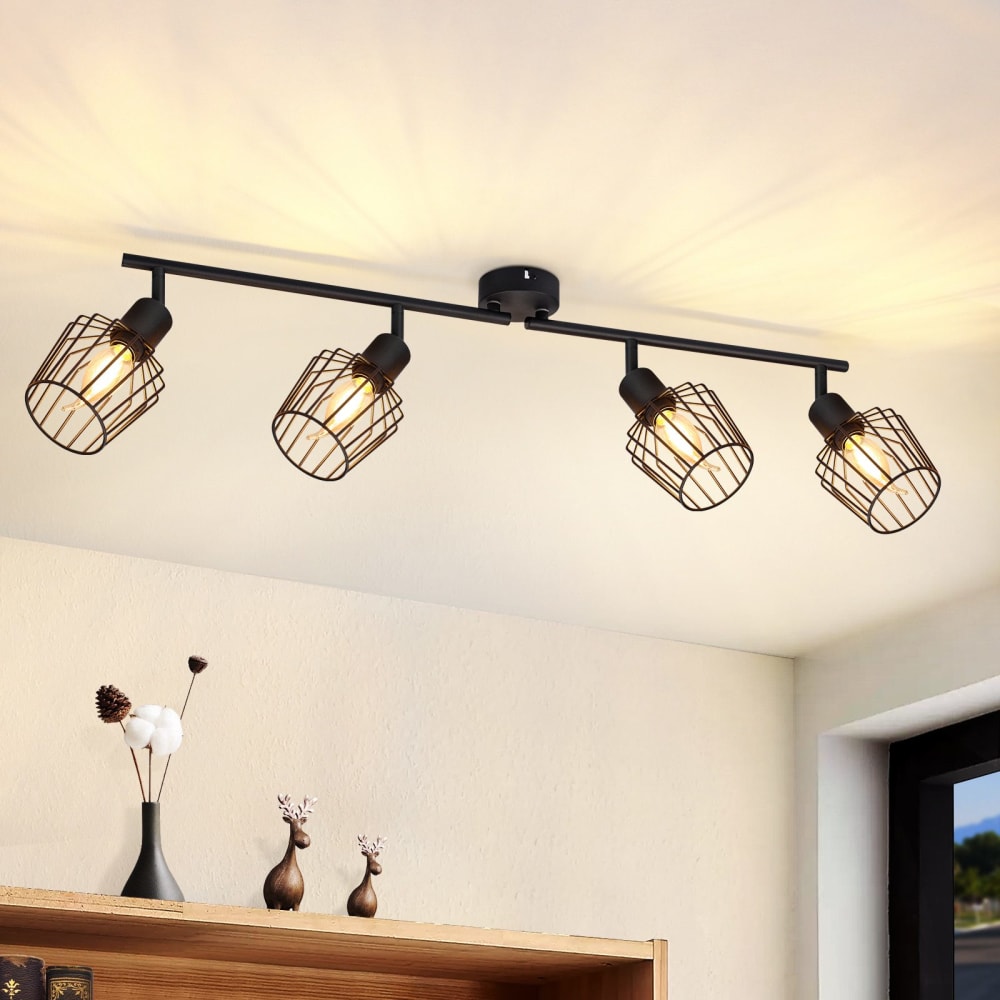 Spot de plafond en fer noir 78x8x20cm e14 — vue 3
