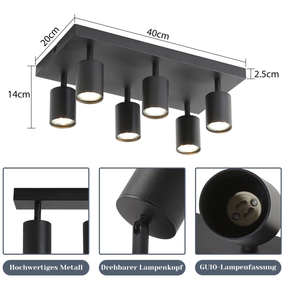 Spot de plafond en aluminium blanc 40x20x14.4cm gu10 — vue 3