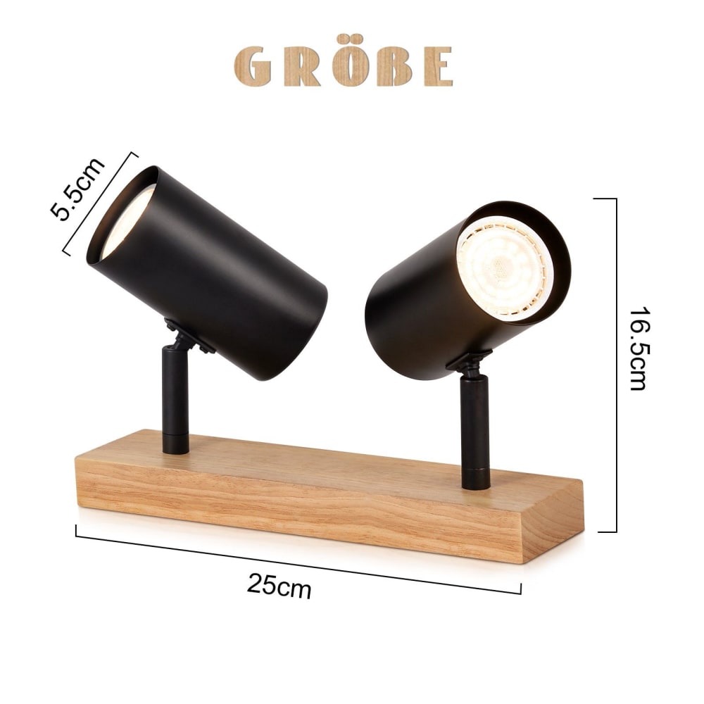 Spot de plafond en fer noir 25x16.5x5.5cm gu10 — vue 4