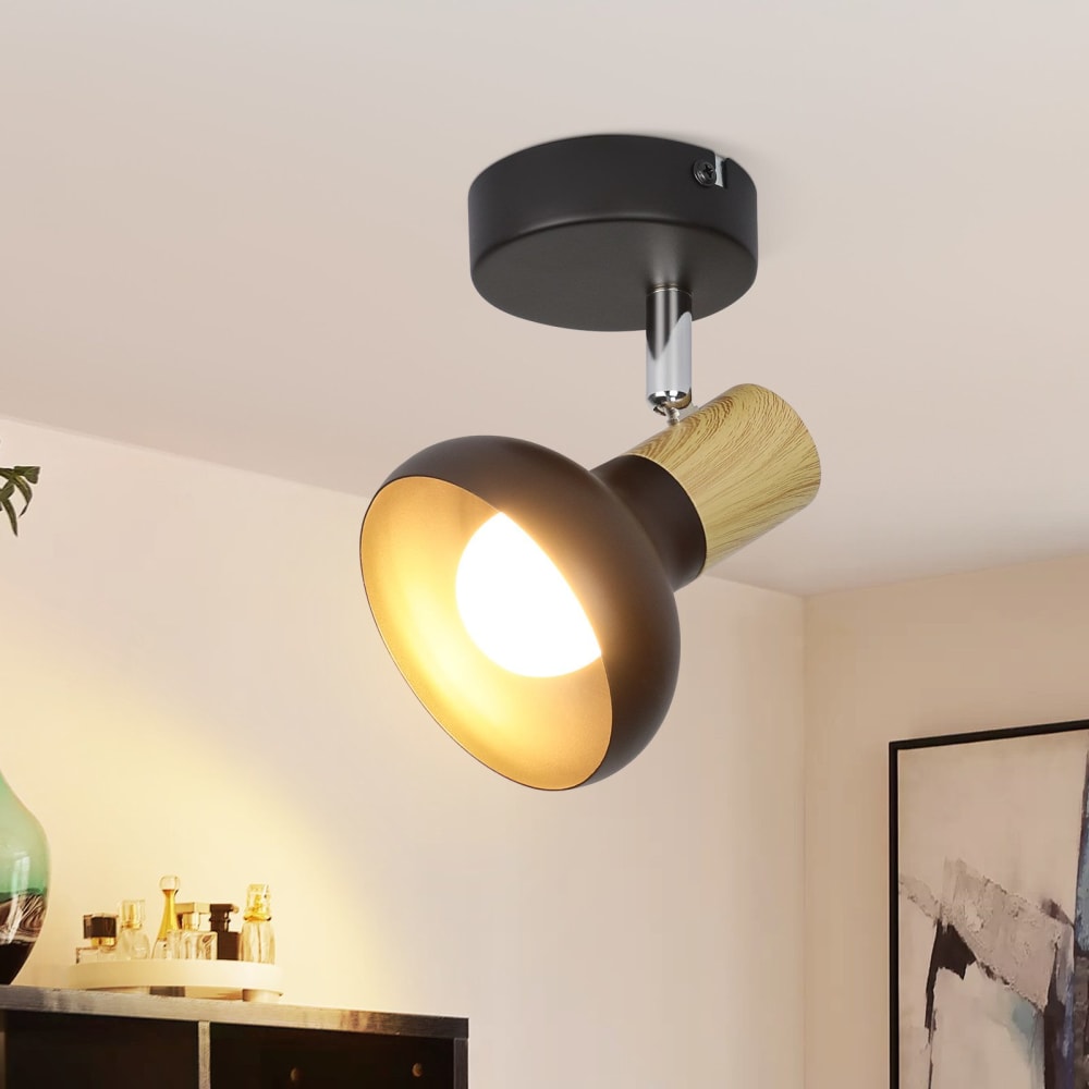 Spot de plafond en fer noir 11x10x140cm e14 — vue 3