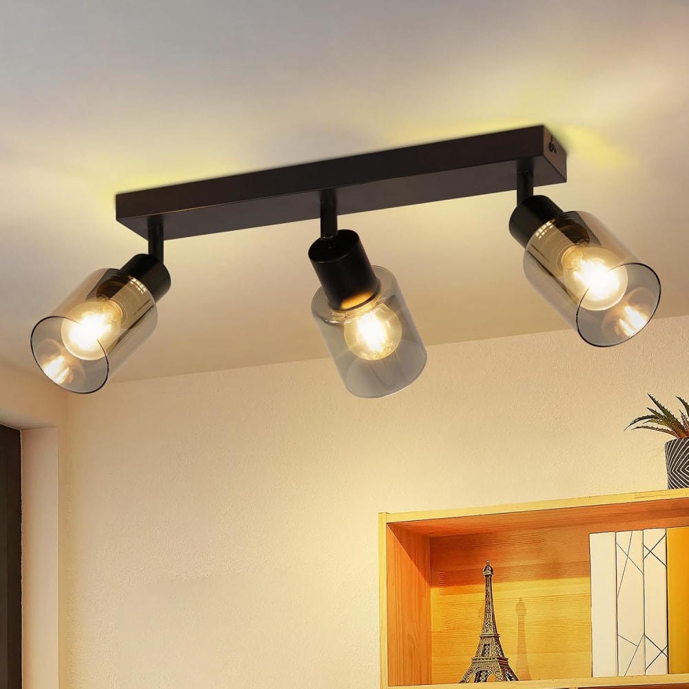 Spot de plafond en fer noir 41x19x15cm e14 — vue 3