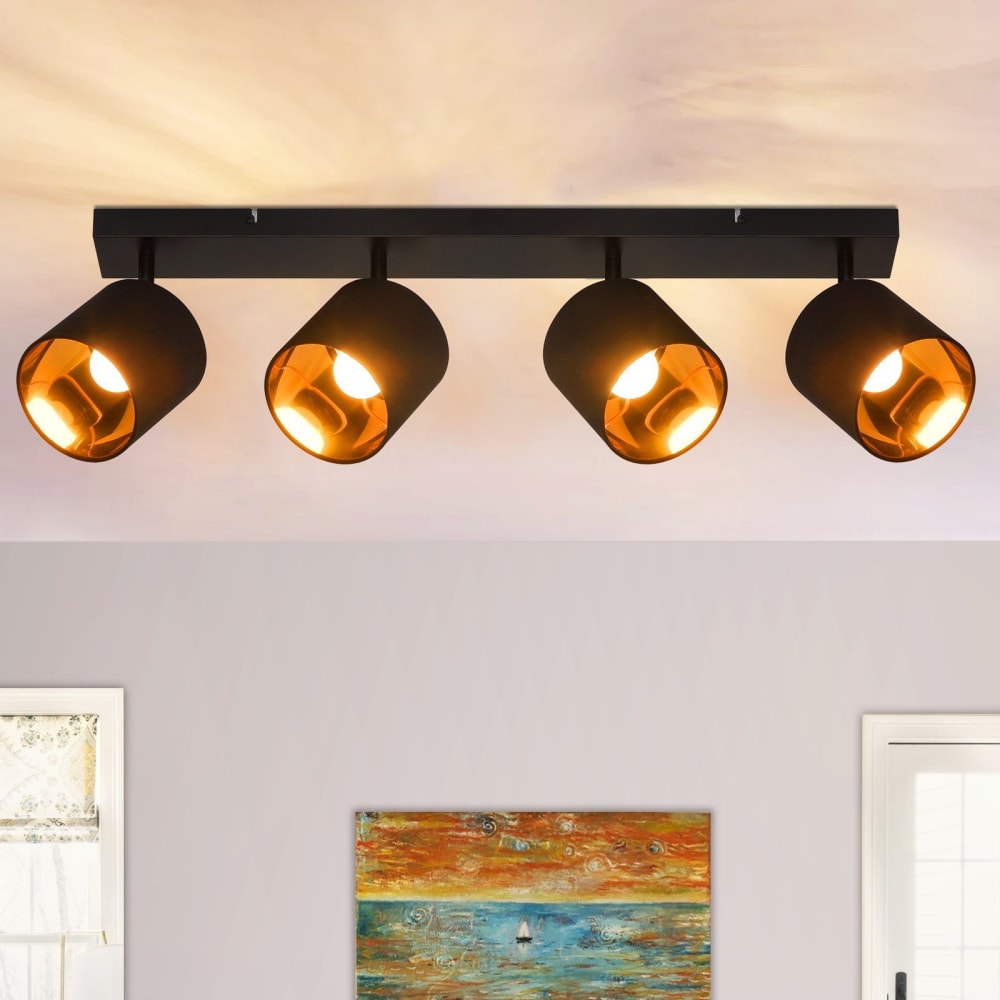 Spot de plafond en fer noir 68x16x13cm e14 — vue 3