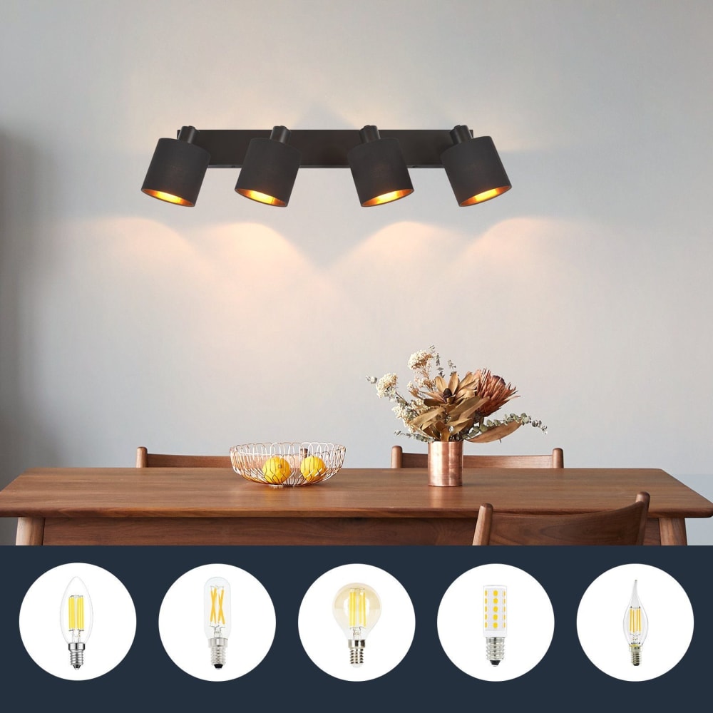 Spot de plafond en fer noir 68x16x13cm e14 — vue 4
