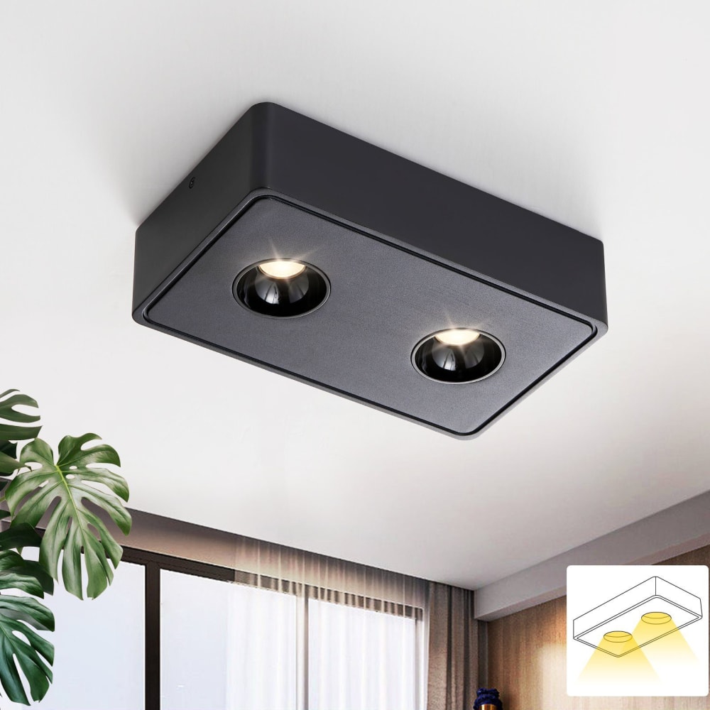 Spot de plafond en aluminium noir 22.2x13.2x5.5cm — vue 3