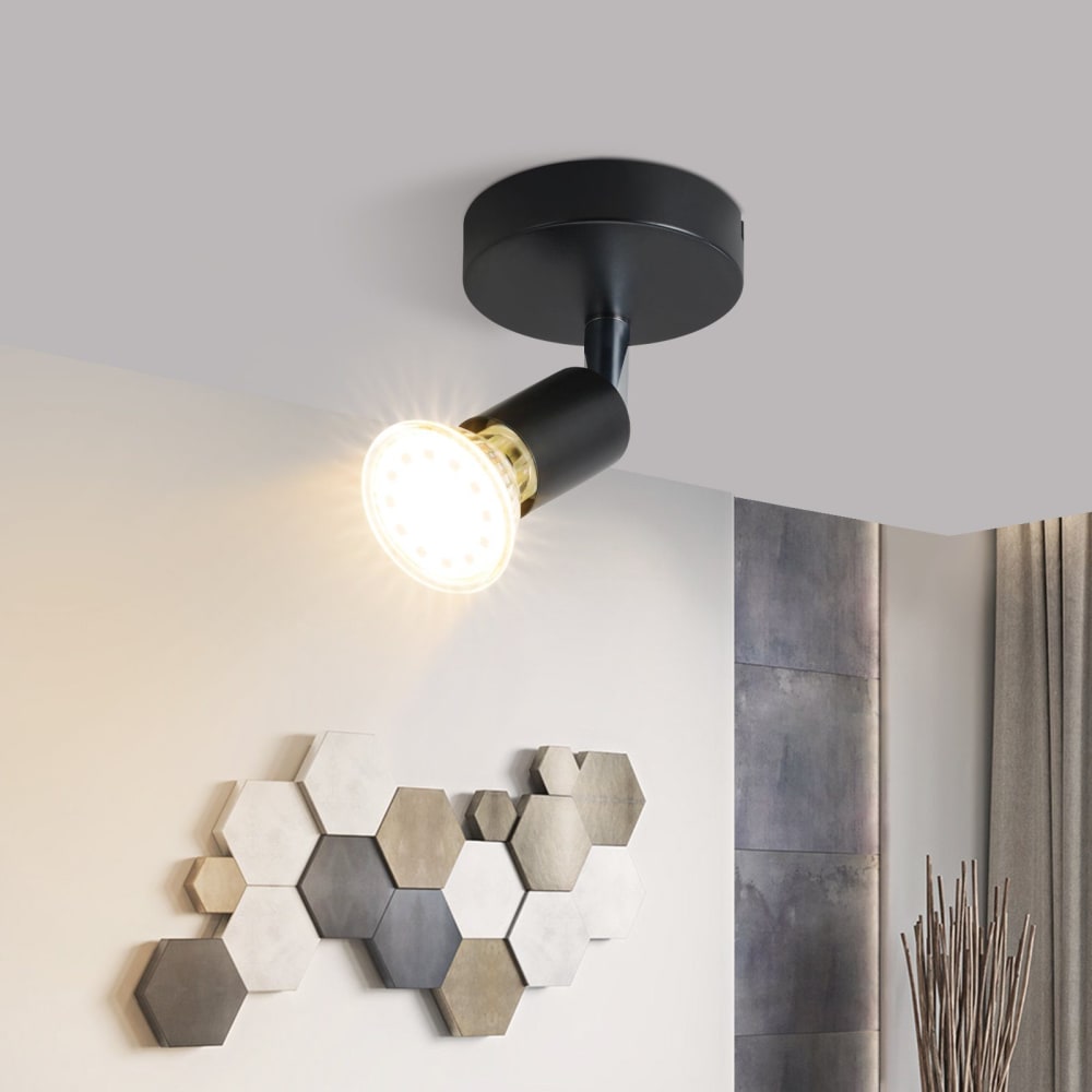 Spot de plafond en fer noir 7.7x7.7x10.5cm gu10 — vue 3