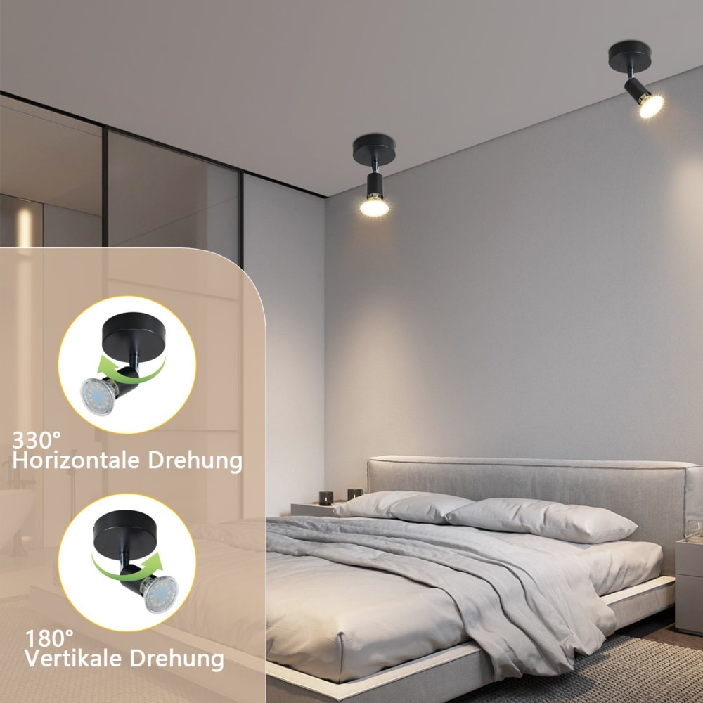 Spot de plafond en fer noir 7.7x7.7x10.5cm gu10 — vue 4