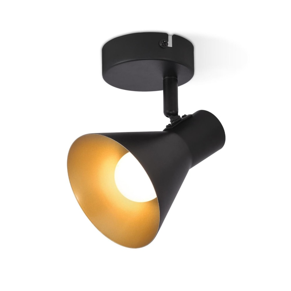 Spot de plafond en fer noir 18.5x11x12.5cm e14