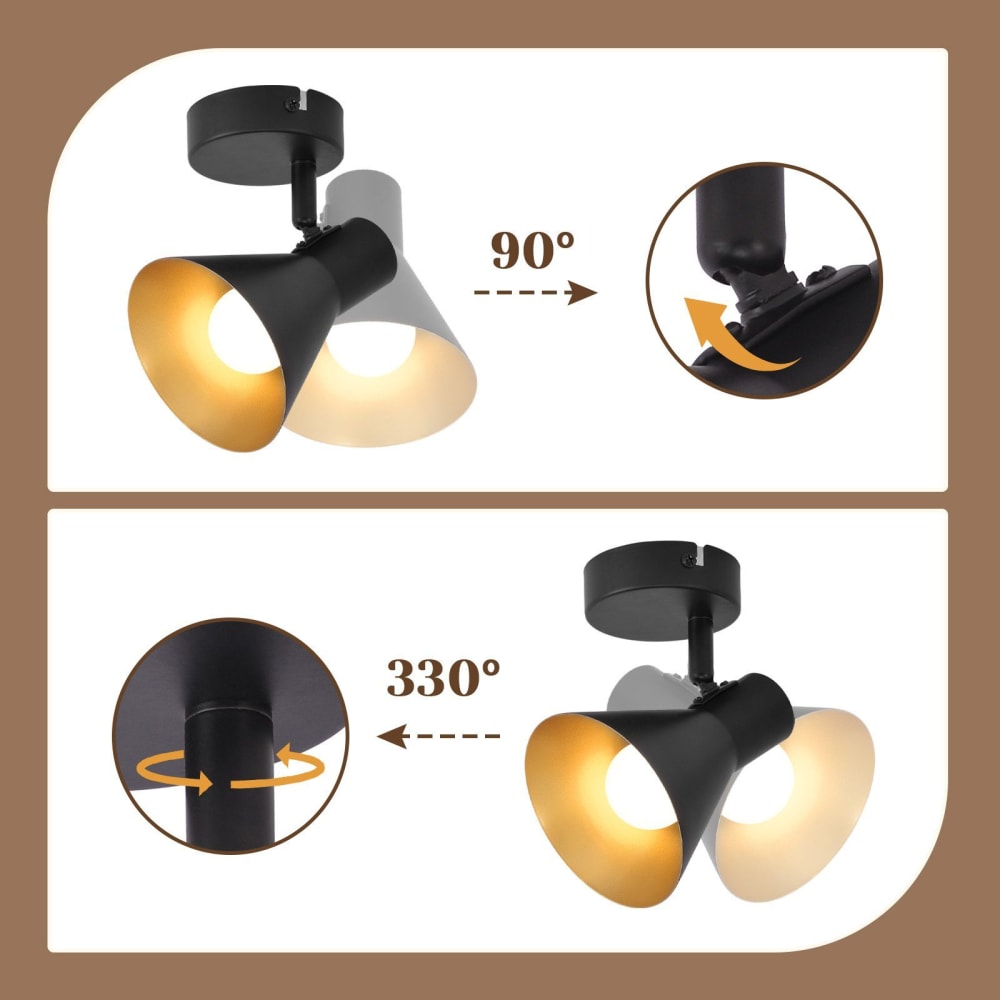 Spot de plafond en fer noir 18.5x11x12.5cm e14 — vue 4