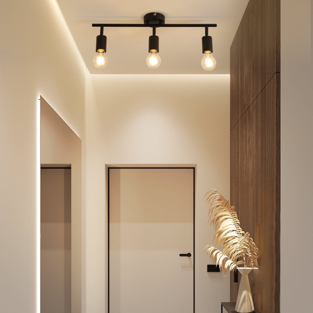 Spot de plafond en fer noir 52x9x16cm e27 — vue 4