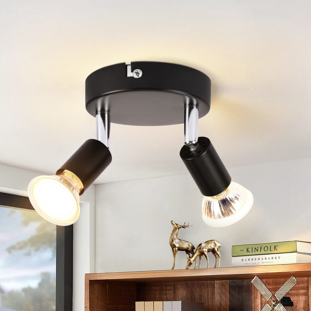 Spot de plafond en fer noir 12x12x10cm gu10 — vue 3