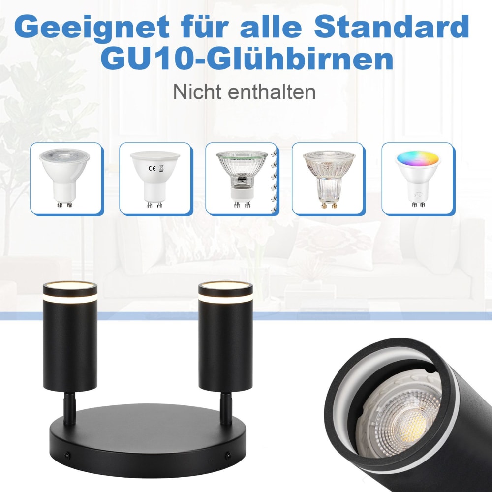 Spot de plafond en fer noir 20x20x17cm gu10 — vue 4