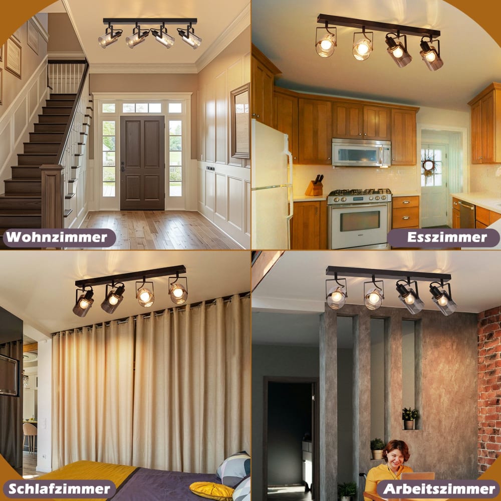 Spot de plafond en fer noir 62x18x16cm e14 — vue 3