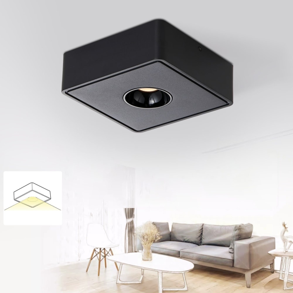 Spot de plafond en aluminium noir 132x132x55cm — vue 3