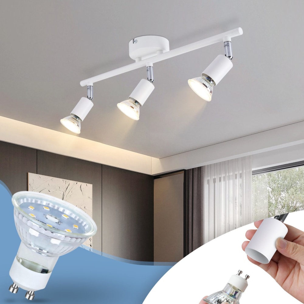 Spot de plafond en fer blanc 40x8x13.5cm gu10 — vue 4