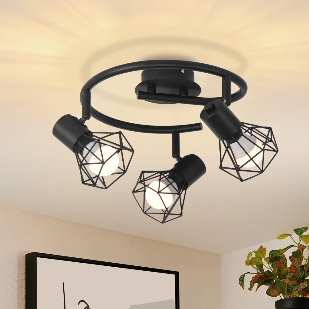 Spot de plafond en fer noir 20x25x28cm e14 — vue 3