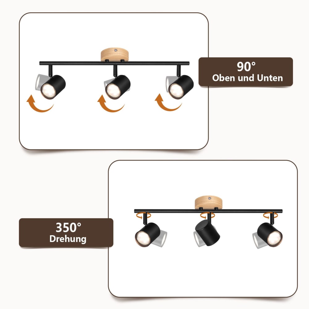 Spot de plafond en fer noir 45x15x9cm gu10 — vue 4