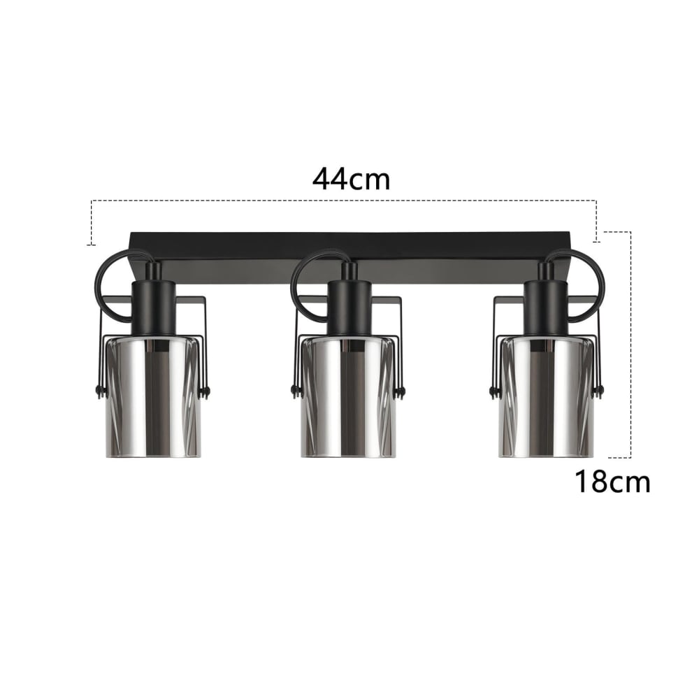Spot de plafond en fer noir 37x18x16cm e14 — vue 4