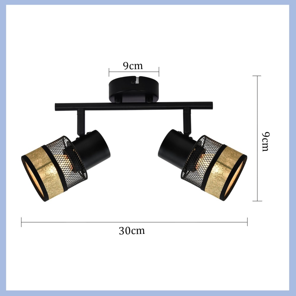 Spot de plafond en fer noir 30x15x20cm e27 — vue 4