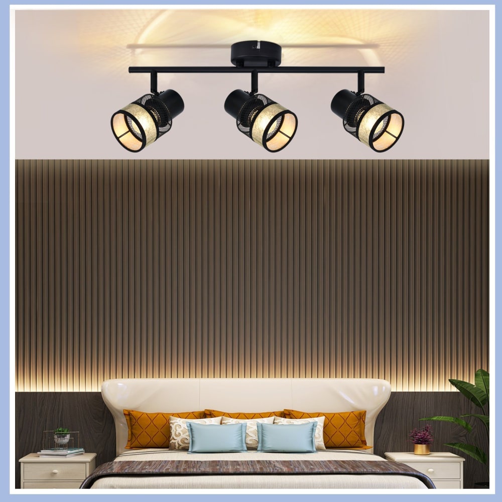 Spot de plafond en fer noir 45x15x20cm e27 — vue 4
