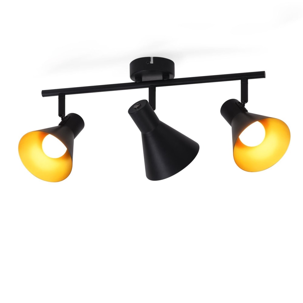Spot de plafond en fer noir 49x11x21cm e14