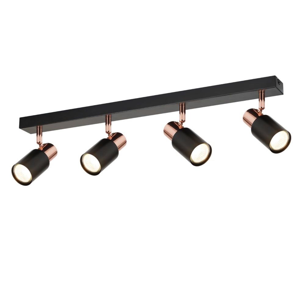Spot de plafond en fer noir 62x14x12cm gu10
