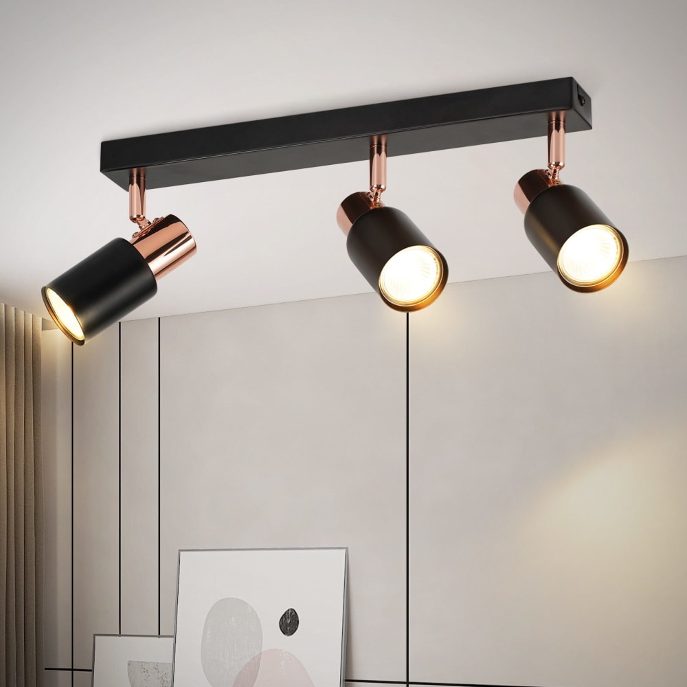 Spot de plafond en fer noir 62x14x12cm gu10 — vue 3