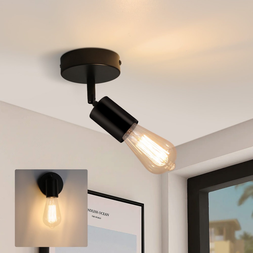 Spot de plafond en fer noir 9x9x14cm e27 — vue 3