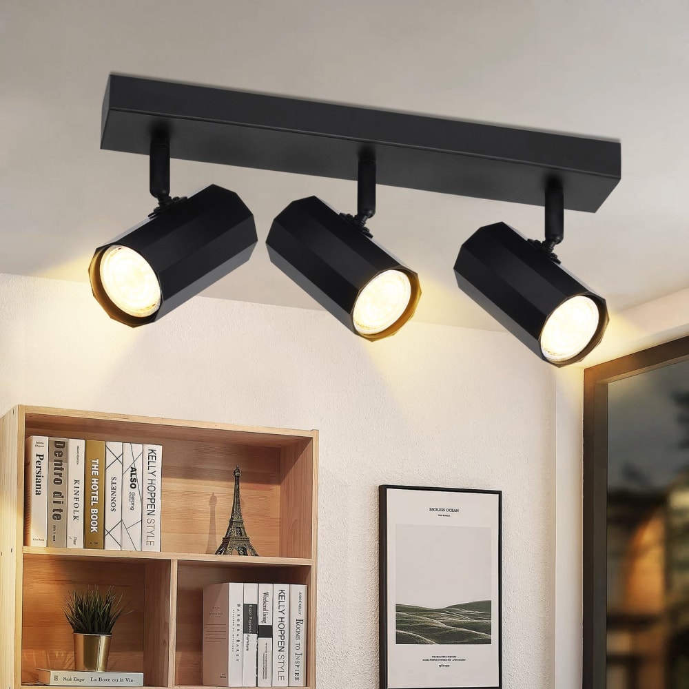 Spot de plafond en fer noir 10.5x5.9x39cm gu10 — vue 3