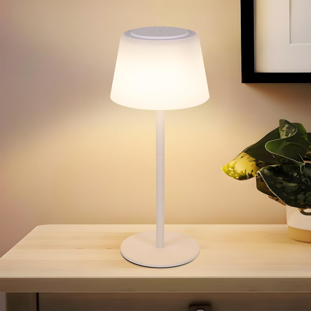 Lampe de table en fer blanc 13x13x30.5cm led — vue 3