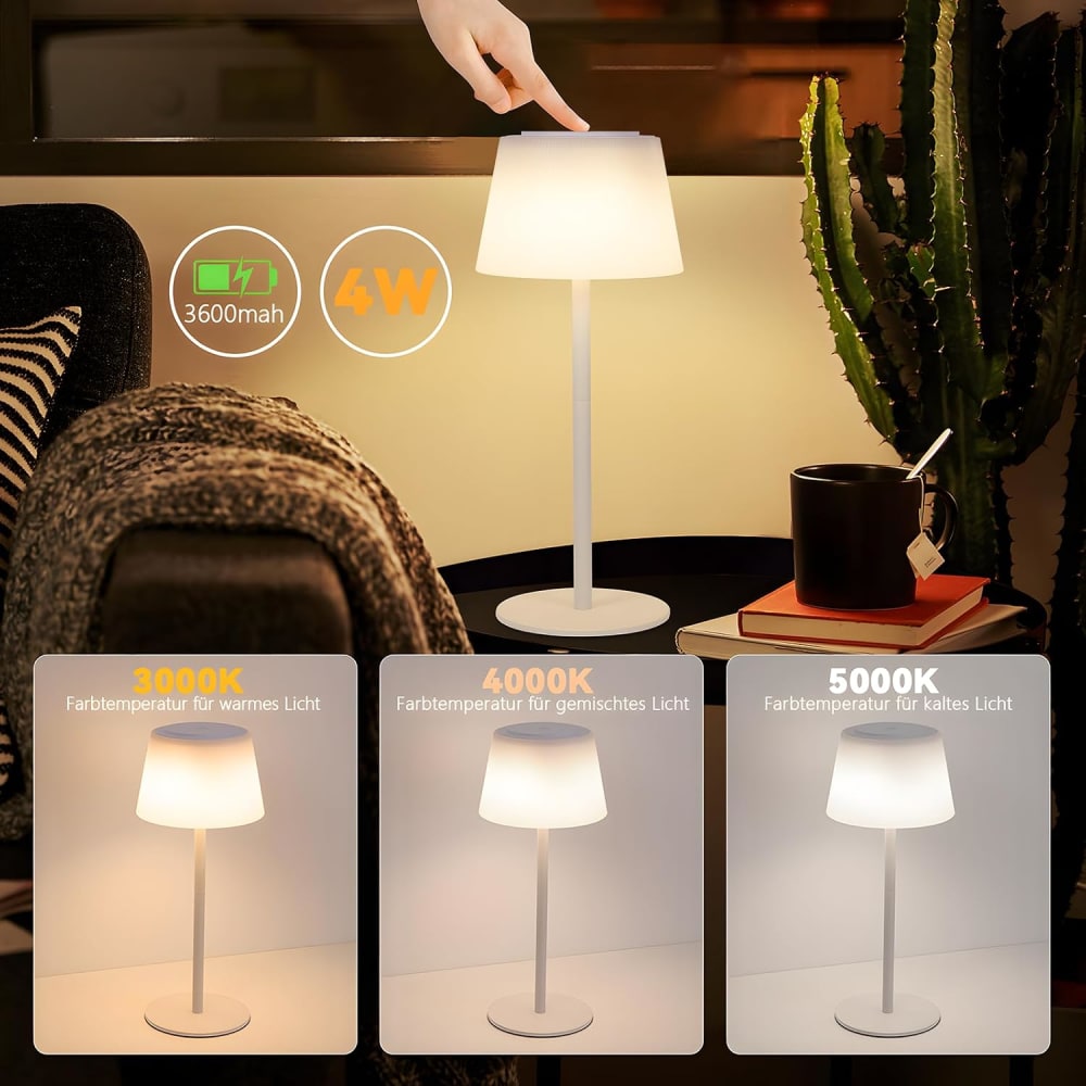 Lampe de table en fer blanc 13x13x30.5cm led — vue 4