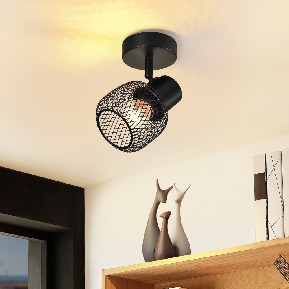 Spot de plafond en fer noir 10x15x16cm e27 — vue 3