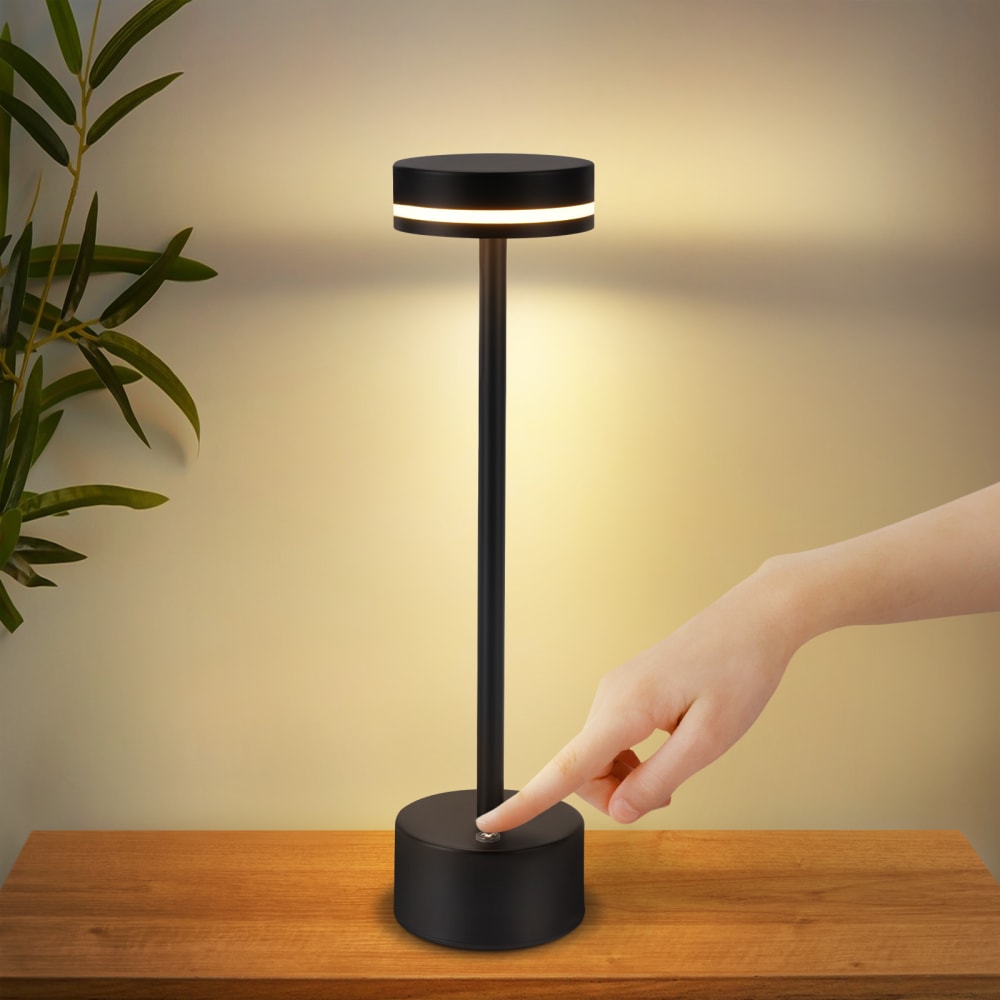 Lampe de table en fer noir 8x8x31.5cm led — vue 3