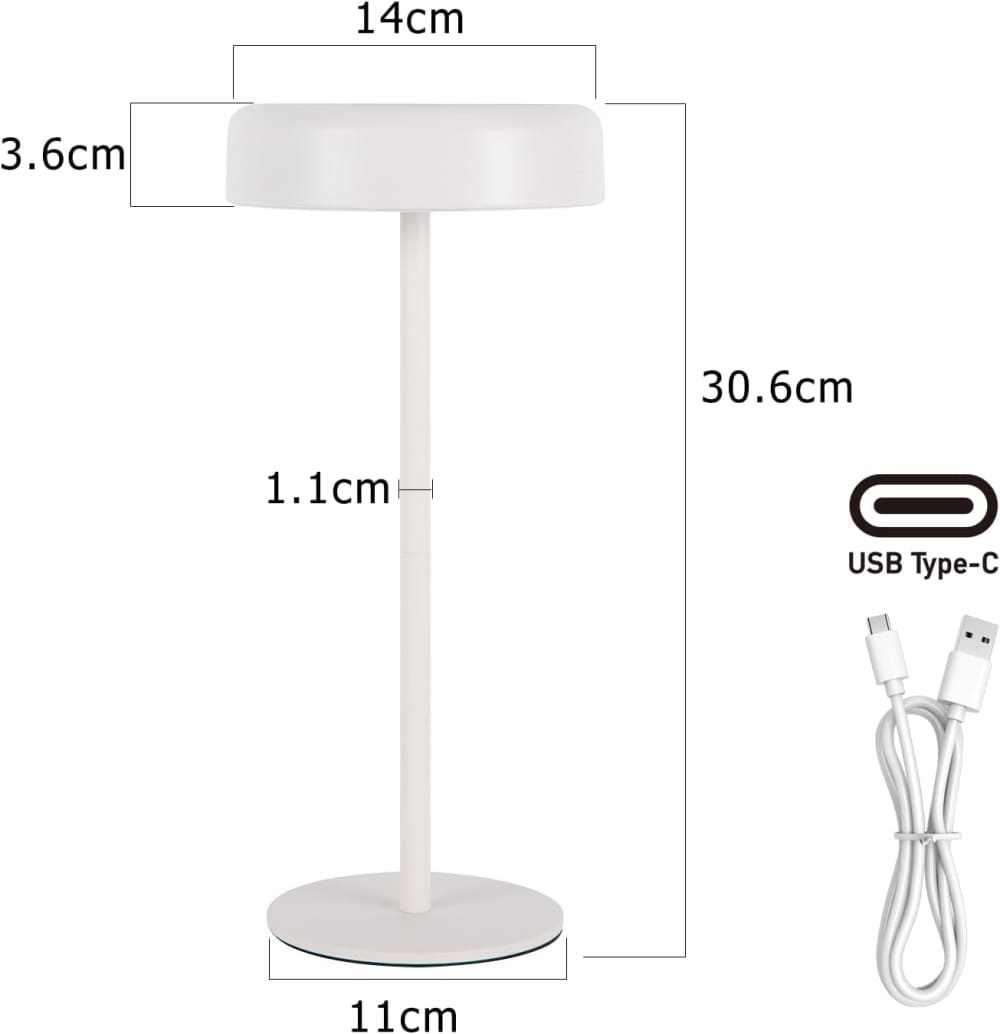 Lampe de table en fer blanc 14x14x30cm led — vue 3