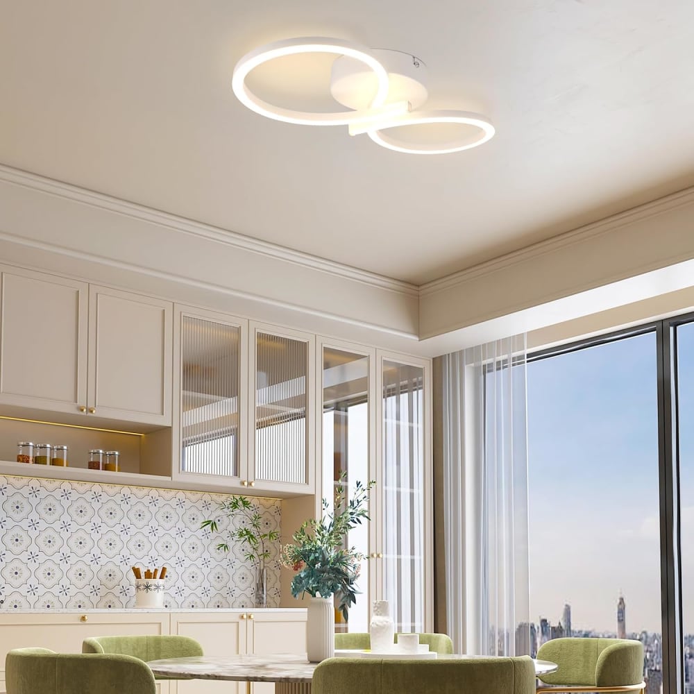 Plafonnier en fer aluminium blanc 45x19x8cm led 3000k 24w — vue 4
